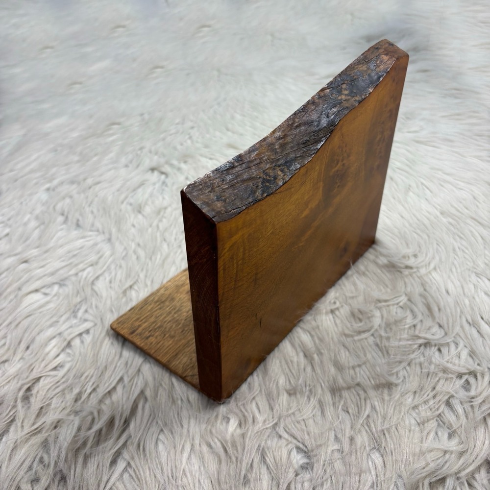 Artisan Live Edge Wooden Book End Cabin Boho Country Rustic Brutalist